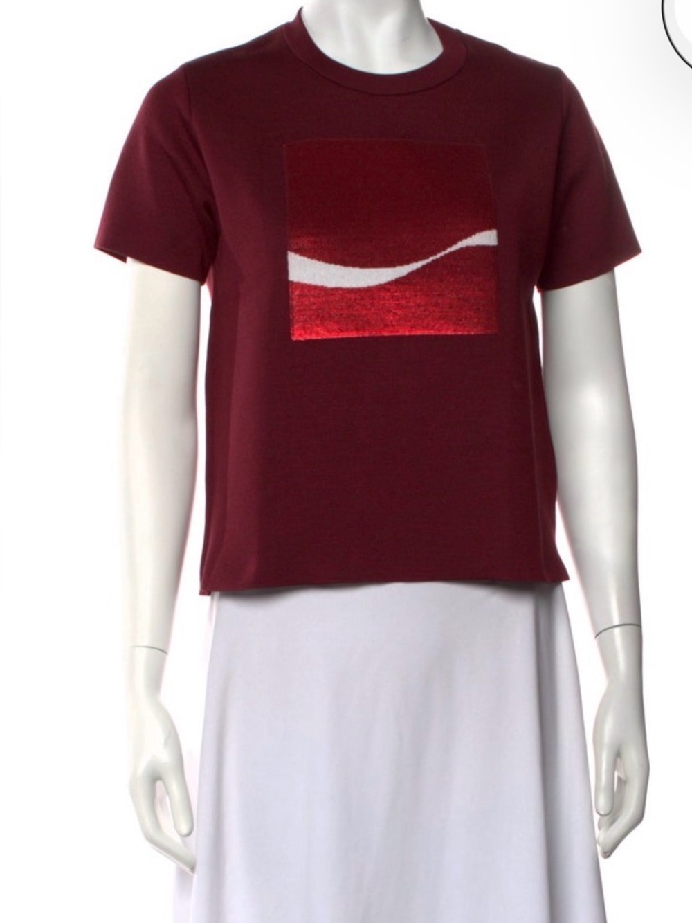 Marc Jacobs Burgundy Short Sleeve Sweater Top with Red & White Sequins Sz M